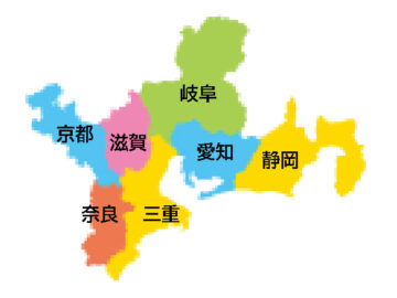 東海・関西エリア地図
